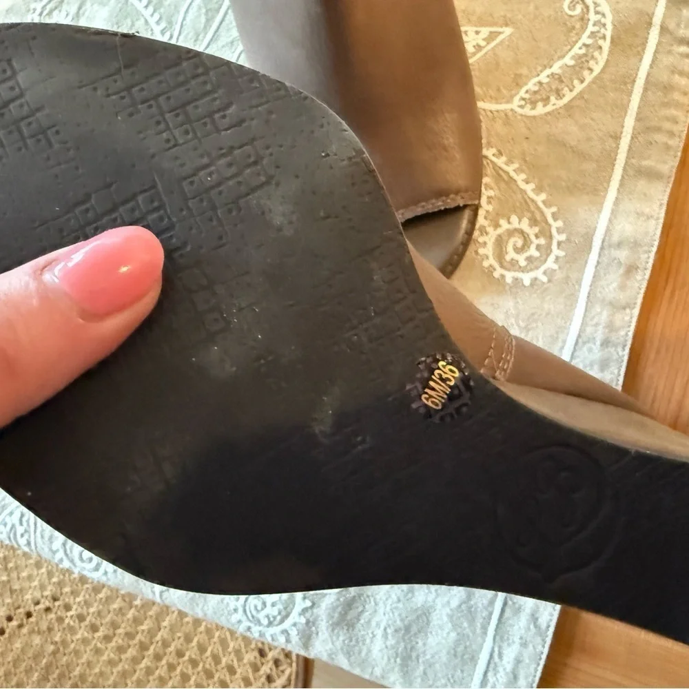 Lucky Brand Brown Leather Peep-Toe Ankle Boots